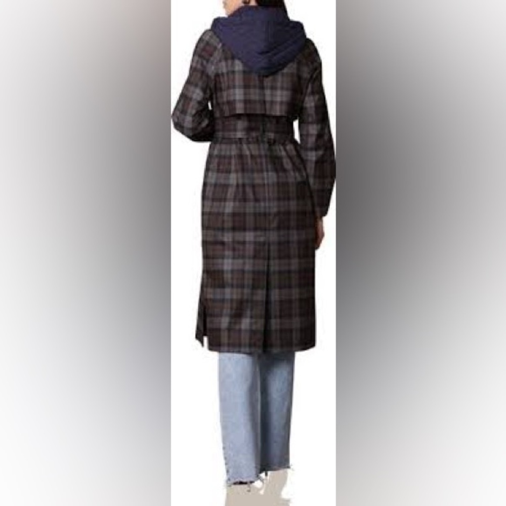 Avec Les Filles NWOT Plaid Trenchcoat Sz Large - Picture 4 of 11